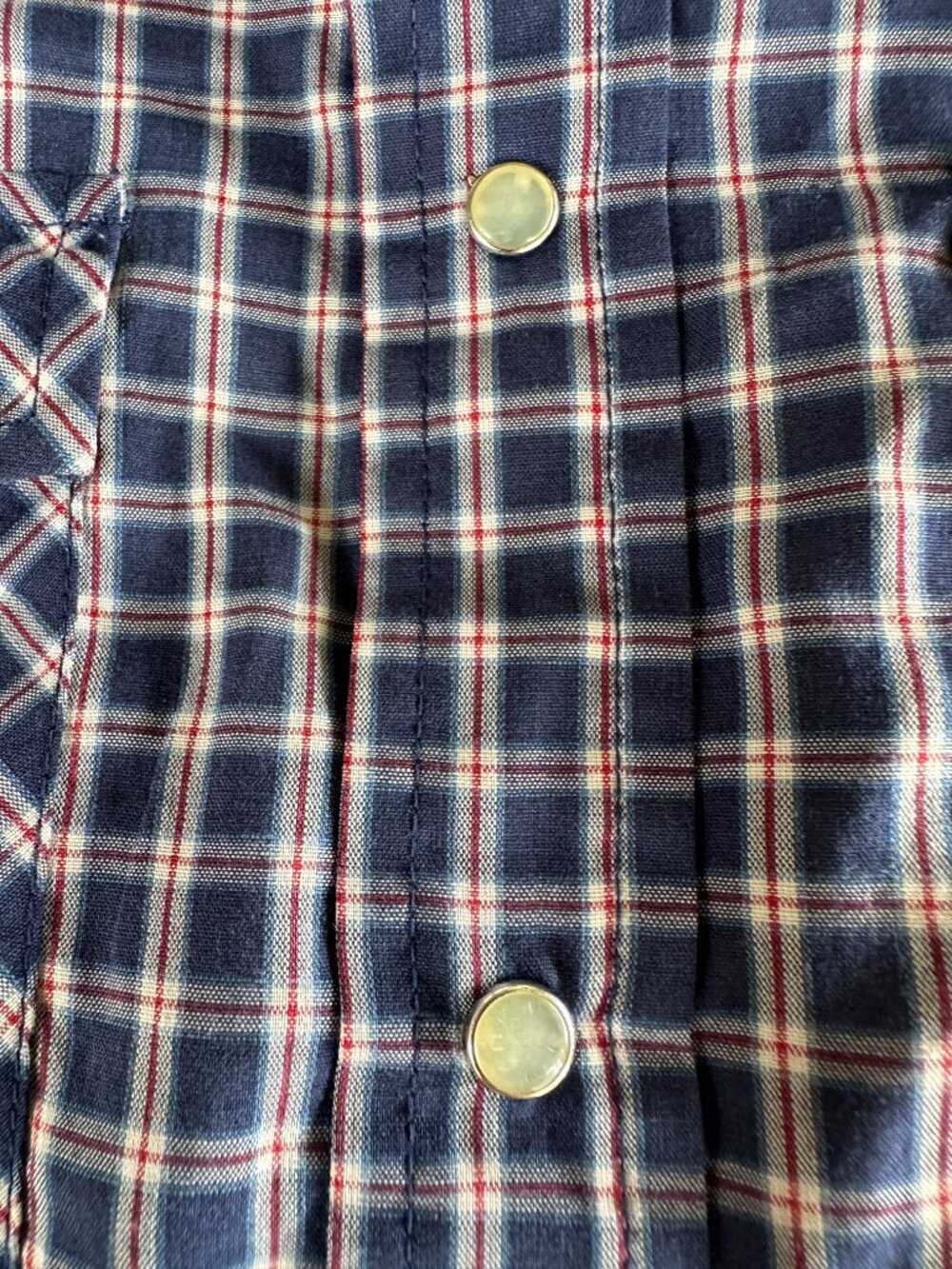 Plains Western Wear Men's Blue Red Checks Pearl Snap Shirt Small Cotton - Picture 4 of 5